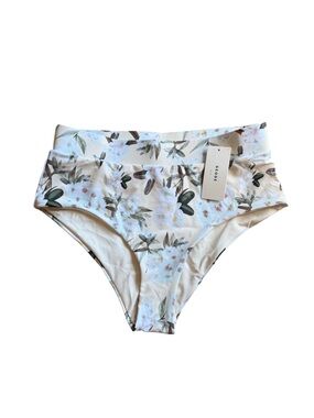 Geode jasmine Floral High-Waist Bikini Bottoms - White XL